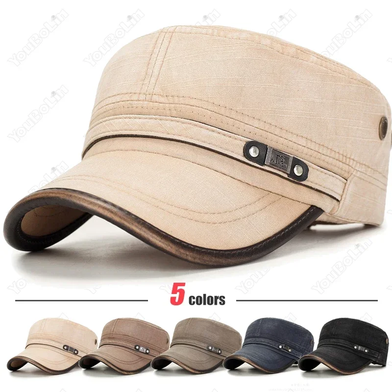 Dad Hat Cotton - Gorra Plana con Ribete de Cuero